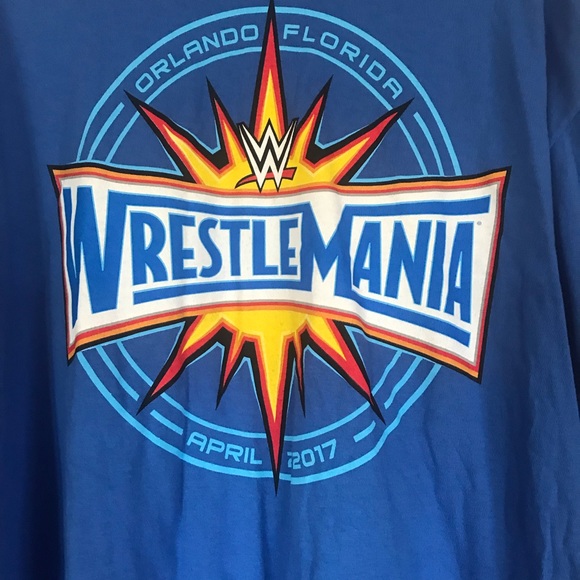 Wrestlemania 33 Orlando, Florida Blue Long Sleeve Shirt, Size XL - Picture 3 of 4